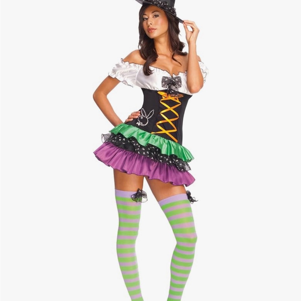 PLAYBOY Witch Costume with Green and Purple Accents